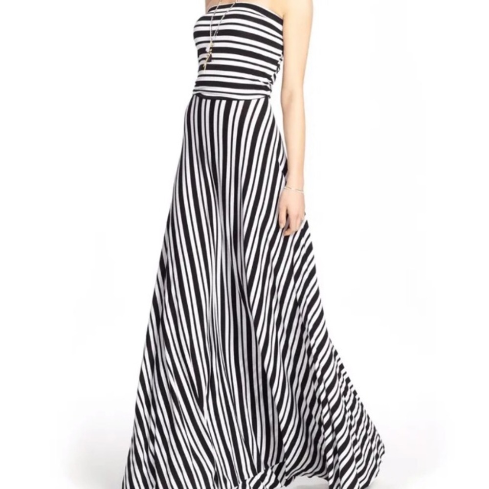 Felicity & Coco Black and White Strapless Gown
